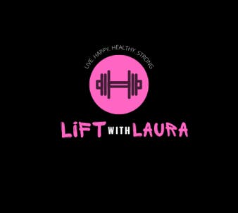 A brand logo for a fitness company called Lift with Laura.
